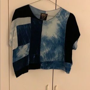 Independent Brooklyn designer blue velvet blouse